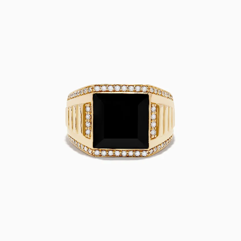 The Perfect Accessory For Less – Jewelry Sale Live Hot Sale Men's 14K Yellow Gold Onyx and Diamond Ring The Perfect Accessory For Less – Jewelry Sale Live Hot Sale Men's 14K Yellow Gold Onyx and Diamond Ring