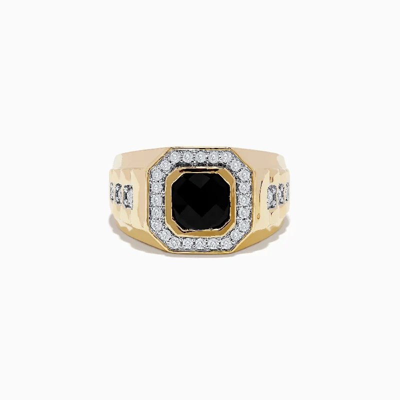 Big Discounts On Elegant Jewelry Collections Limited Time Men's 14K Yellow Gold Onyx and Diamond Ring Big Discounts On Elegant Jewelry Collections Limited Time Men's 14K Yellow Gold Onyx and Diamond Ring