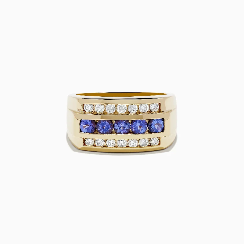Shop Fine Jewelry With Amazing Deals Flash Sale Men's 14K Yellow Gold Tanzanite and Diamond Ring Shop Fine Jewelry With Amazing Deals Flash Sale Men's 14K Yellow Gold Tanzanite and Diamond Ring