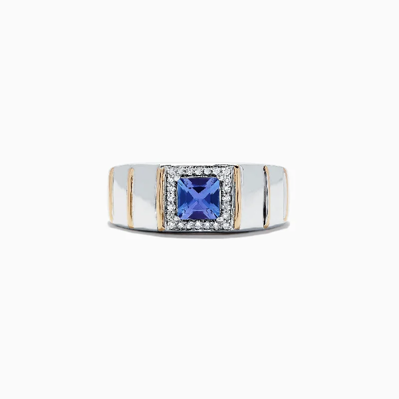 Luxury Jewelry Without The Luxury Price Tag Seasonal Style Discounts Men's Sterling Silver & 14K Yellow Gold Tanzanite and Diamond Ring, 1.18 TCW Luxury Jewelry Without The Luxury Price Tag Seasonal Style Discounts Men's Sterling Silver & 14K Yellow Gold Tanzanite and Diamond Ring, 1.18 TCW