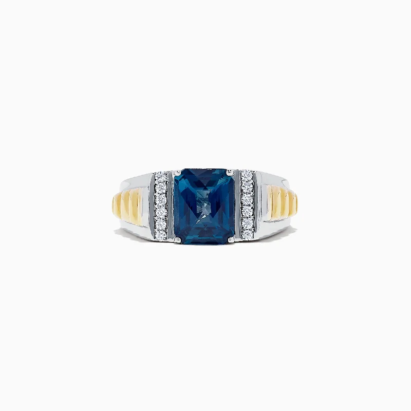 Exclusive Online Jewelry Sale – Don't Wait Style Without Limits Men's Sterling Silver Blue Topaz and Diamond Ring, 3.79 TCW Exclusive Online Jewelry Sale – Don't Wait Style Without Limits Men's Sterling Silver Blue Topaz and Diamond Ring, 3.79 TCW