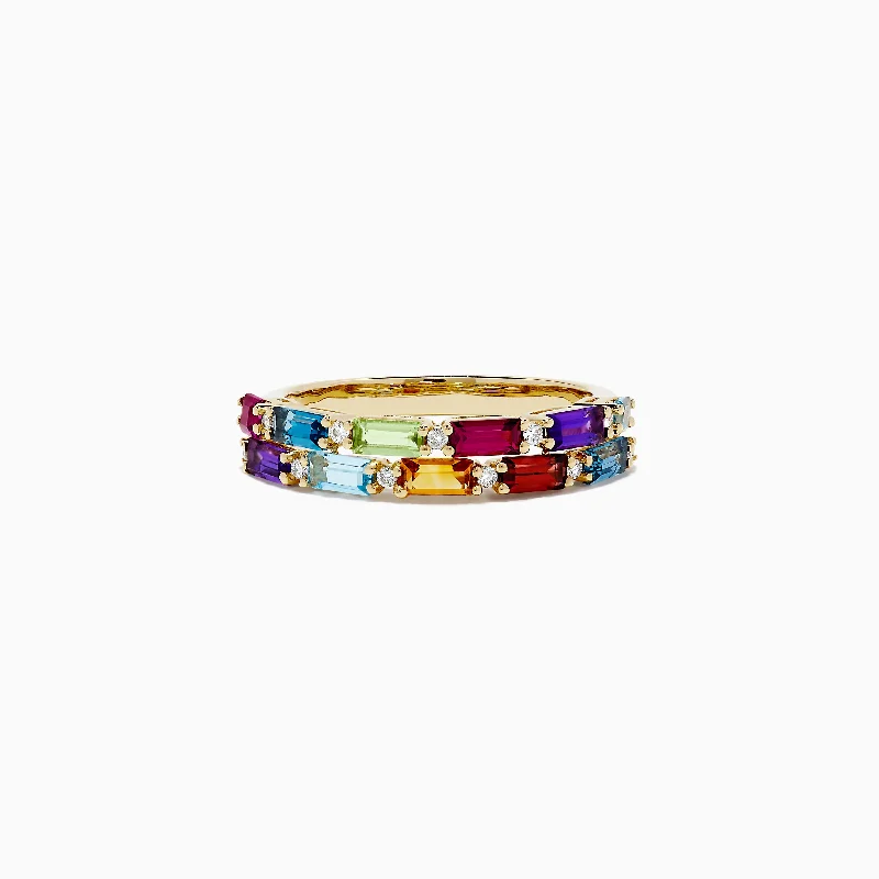 Flash Sale On Elegant Jewelry – Don't Miss Out Final Sale Mosaic 14K Yellow Gold Multi Gemstone and Diamond Ring, 1.40 TCW Flash Sale On Elegant Jewelry – Don't Miss Out Final Sale Mosaic 14K Yellow Gold Multi Gemstone and Diamond Ring, 1.40 TCW