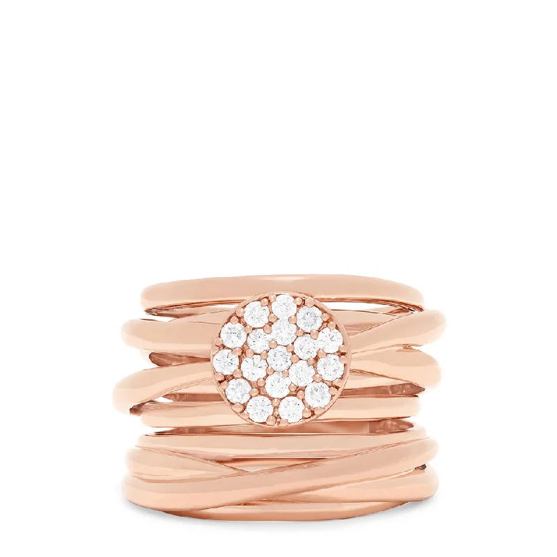 Dainty Floral Jewelry For Feminine Elegance Chic And Trendy Pave Rose 14K Gold Diamond Ring, 0.35 TCW Dainty Floral Jewelry For Feminine Elegance Chic And Trendy Pave Rose 14K Gold Diamond Ring, 0.35 TCW