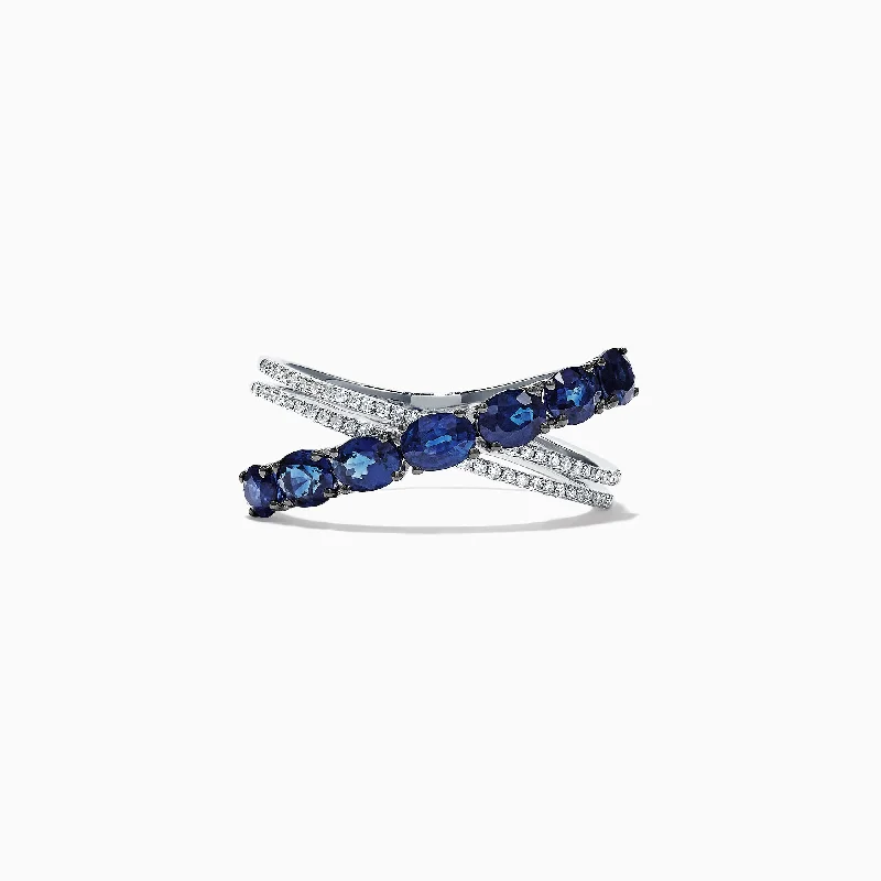 Unique Jewelry Designs Now At Discounted Rates Chic Trend Collection Royale Bleu 14K White Gold Sapphire and Diamond Ring, 1.78 TCW Unique Jewelry Designs Now At Discounted Rates Chic Trend Collection Royale Bleu 14K White Gold Sapphire and Diamond Ring, 1.78 TCW