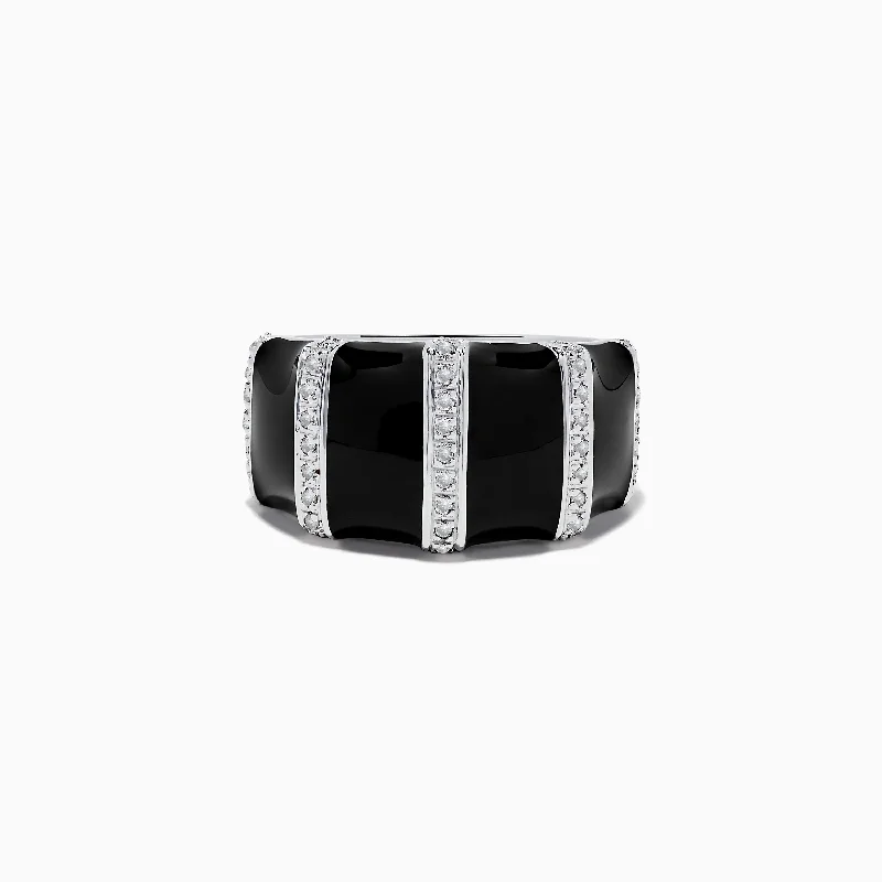 Luxury Jewelry At Unbeatable Discounts Exclusive Discount Sterling Silver Black Enamel and Diamond Ring Luxury Jewelry At Unbeatable Discounts Exclusive Discount Sterling Silver Black Enamel and Diamond Ring