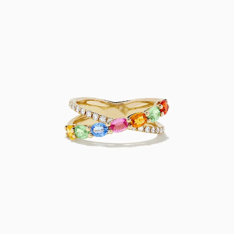 Huge Savings On Timeless Jewelry Collections Trend Alert Watercolors 14K Yellow Gold Multi Sapphire and Diamond Ring, 1.86 TCW Huge Savings On Timeless Jewelry Collections Trend Alert Watercolors 14K Yellow Gold Multi Sapphire and Diamond Ring, 1.86 TCW