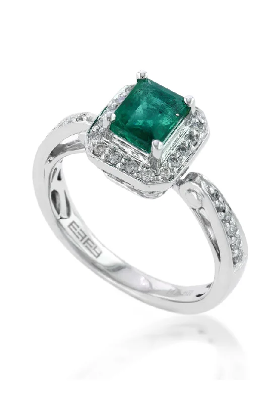 Handcrafted Jewelry Sale – Unique Designs At Low Prices Urban Fashion Gemma 14K White Gold Emerald & Diamond Ring, 0.74 TCW