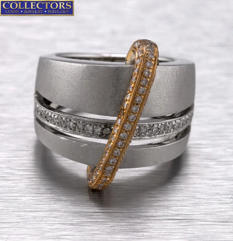Celebrate Every Occasion With Sparkling Savings Season Offer Ladies Retro Modernist 18K White Yellow Gold Two-Tone 0.96ctw Diamond Ring Celebrate Every Occasion With Sparkling Savings Season Offer Ladies Retro Modernist 18K White Yellow Gold Two-Tone 0.96ctw Diamond Ring