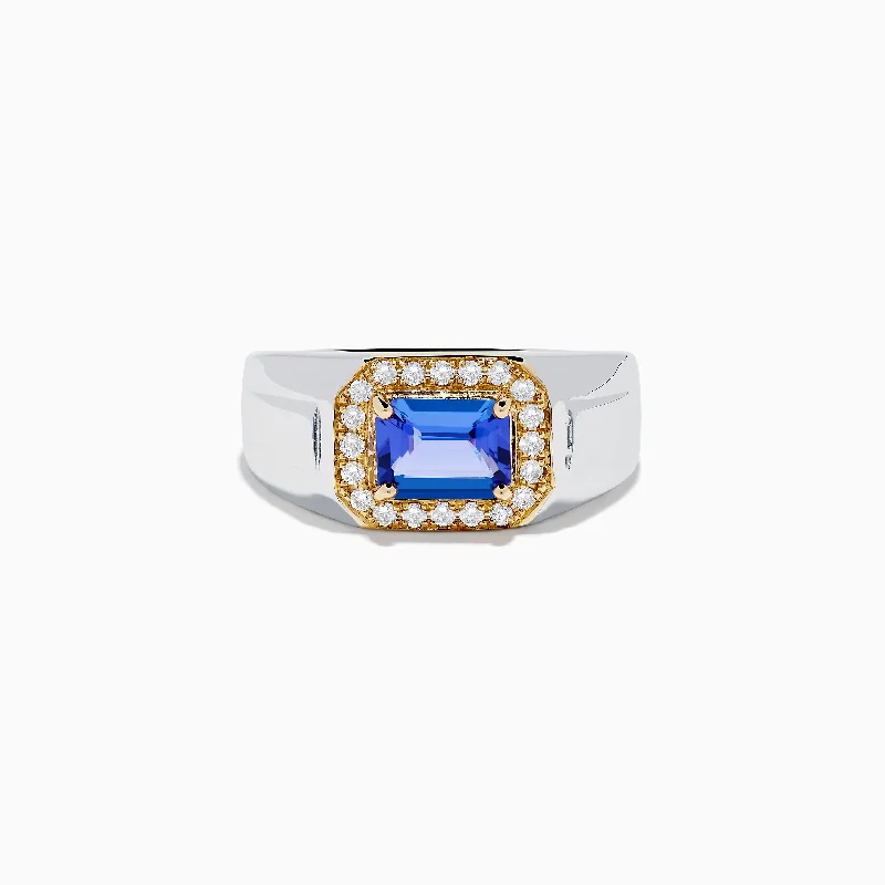 Elegant Jewelry, Exclusive Prices – Shop Now Classic Elegance Sales Men's 14K White and Yellow Gold Tanzanite and Diamond Ring Elegant Jewelry, Exclusive Prices – Shop Now Classic Elegance Sales Men's 14K White and Yellow Gold Tanzanite and Diamond Ring