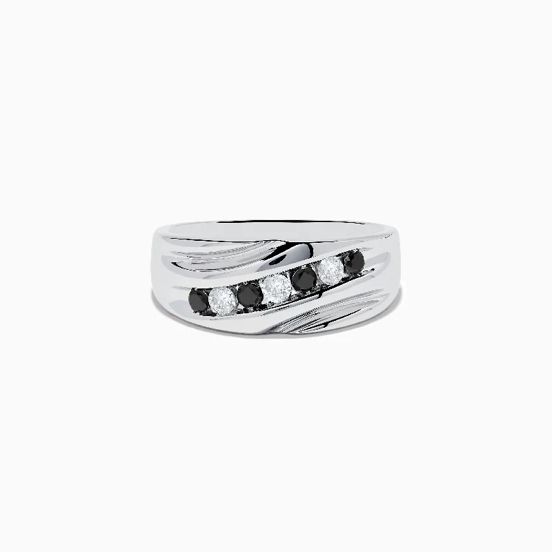 Affordable Luxury Jewelry For Every Occasion Affordable Trendy Fashion Men's 14K White Gold Black and White Diamond Ring Affordable Luxury Jewelry For Every Occasion Affordable Trendy Fashion Men's 14K White Gold Black and White Diamond Ring