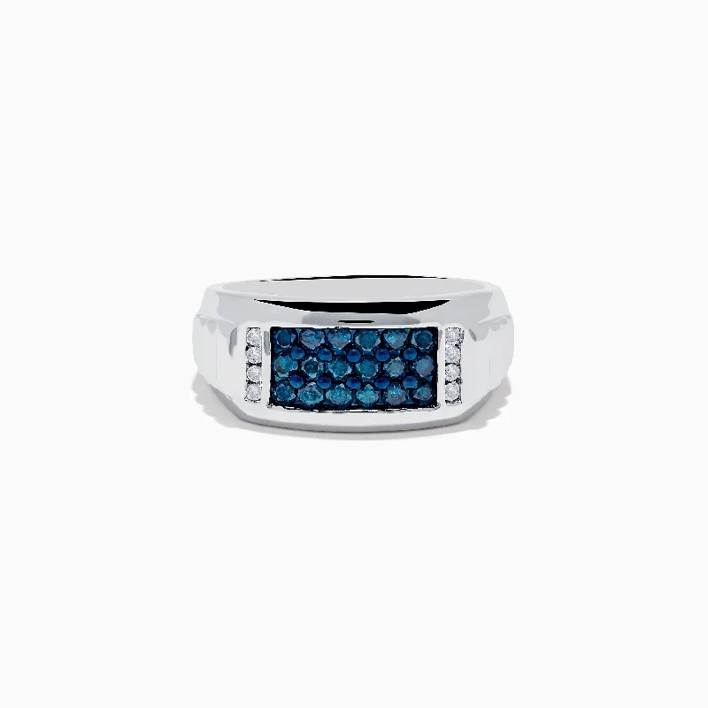 Limited-Stock Jewelry Sale – Once It's Gone, It's Gone Smart Casual Deals Men's 14K White Gold Blue and White Diamond Ring Limited-Stock Jewelry Sale – Once It's Gone, It's Gone Smart Casual Deals Men's 14K White Gold Blue and White Diamond Ring