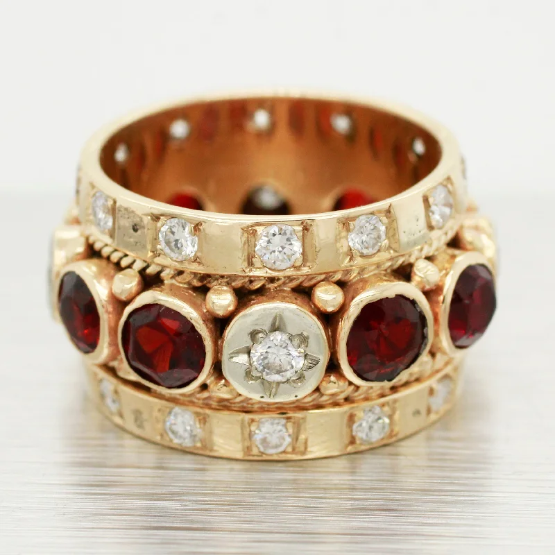 Personalized Jewelry Sale – Unique Pieces At Great Prices Classic Elegance Sales Vintage 2.00ctw Garnet & Diamond Ring - 14k Yellow Gold Milgrain Band