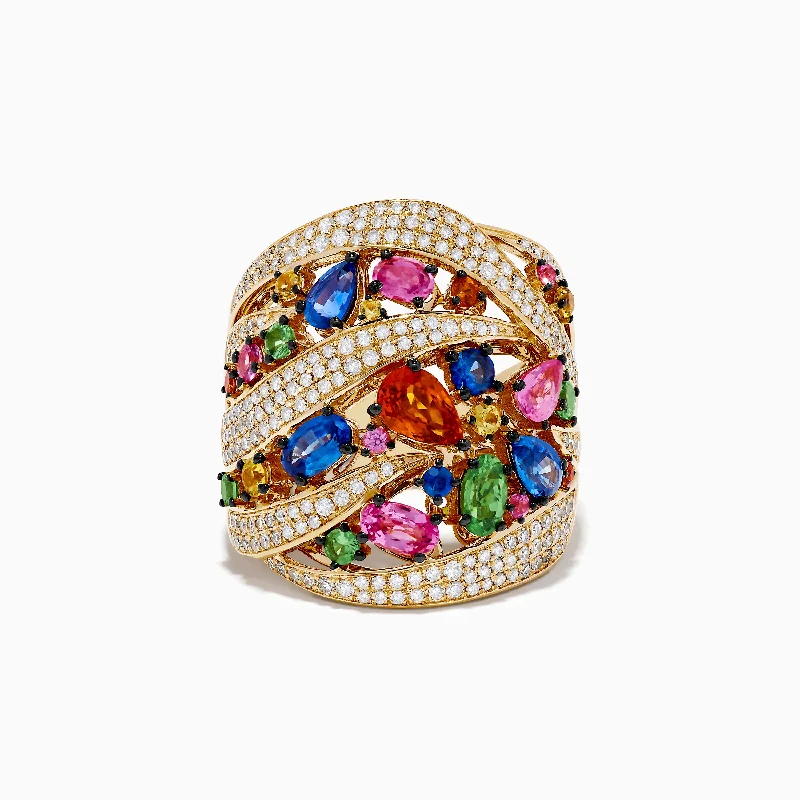 Limited-Time Offer On Elegant Jewelry Pieces Fashionista Favorites Watercolors 14K Yellow Gold Multi Sapphire and Diamond Ring Limited-Time Offer On Elegant Jewelry Pieces Fashionista Favorites Watercolors 14K Yellow Gold Multi Sapphire and Diamond Ring